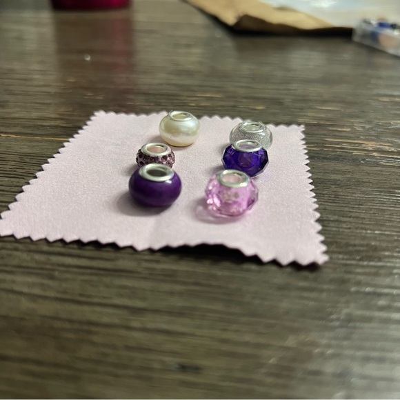 European Large Hole Beads All Purple Lot of 6 - Picture 4 of 9